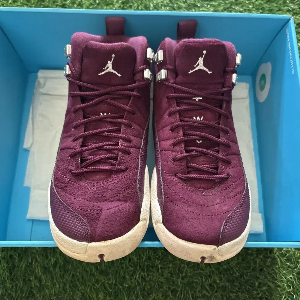 Nike Air Jordan 12 Retro GS Bordeaux 4Y Sneakers 153265-617 Burgundy Shoes